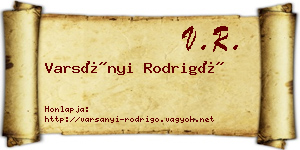 Varsányi Rodrigó névjegykártya